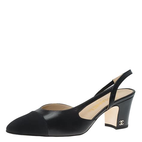 used chanel slingbacks|Chanel black aa slingback heel.